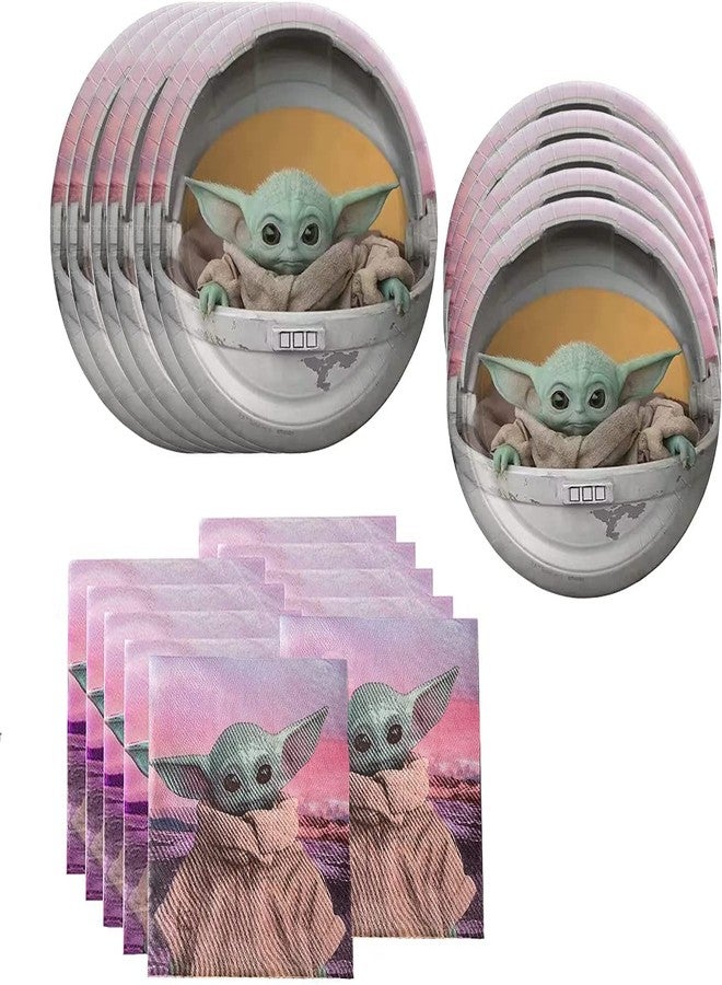 OMTO Baby Yoda Party Supplies 41Pack include 20 plates, 20 napkins Tablecloth for Baby Yoda birthday party decoration - Image 2